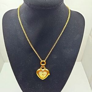 Fontenay Heart Pendant Necklace Watch Gold Tone Mother Of Pearl Dial New Battery